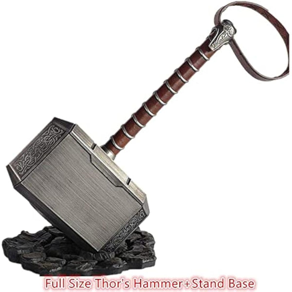 damdos Halloween Prop Cosplay Weapon 1:1 45cm Thors Hammer Thunder Hammer+ Stand Base ABS Plastics Birthdays Gifts