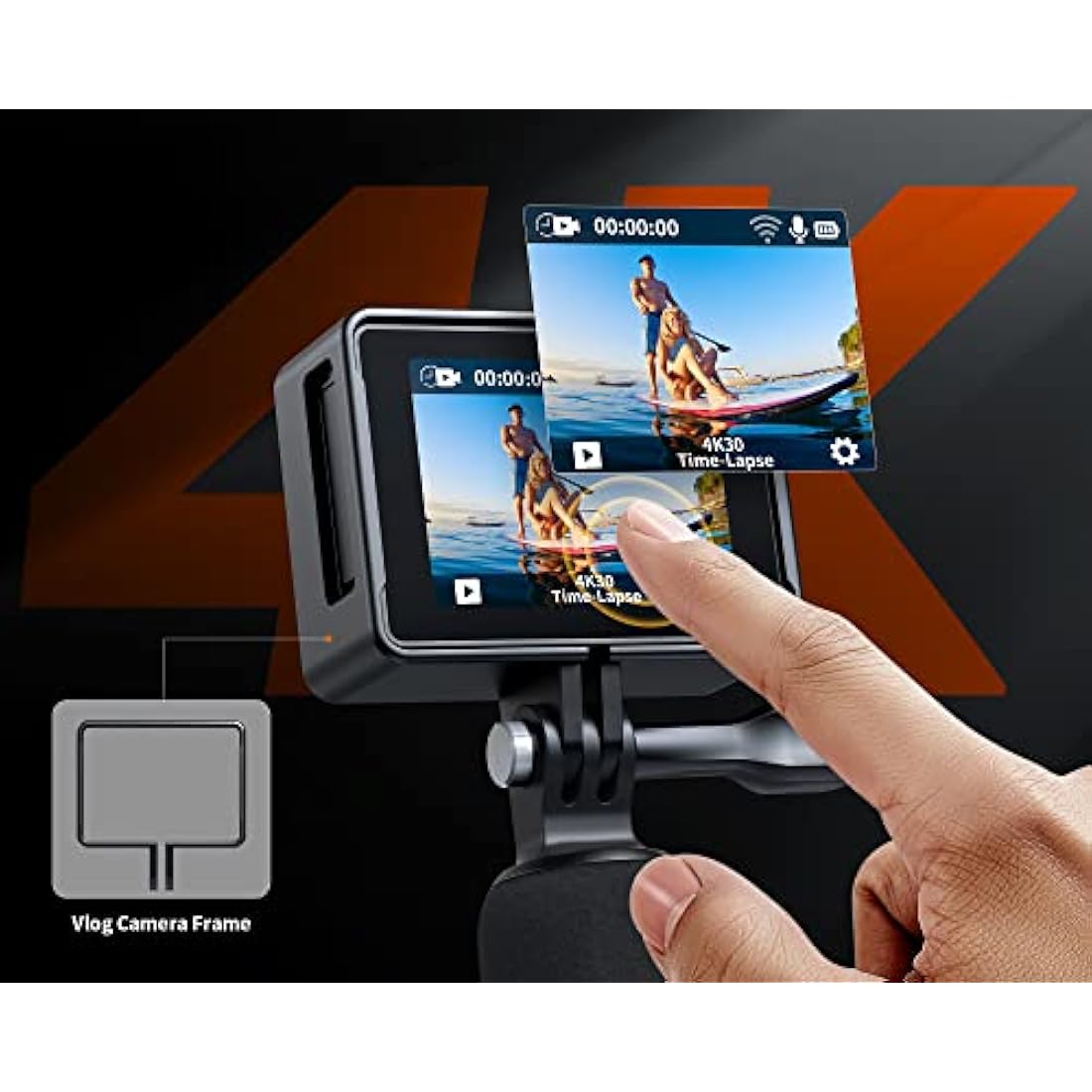 iZEEKER Action Camera 4K 20MP, 40M Waterproof Underwater Camera for Snorkeling, Camcorder with EIS, Helmet Camera with 2" Touchscreen, 170°Wide Angle, 2 Batteries, WiFi, Remote Control, Accessories