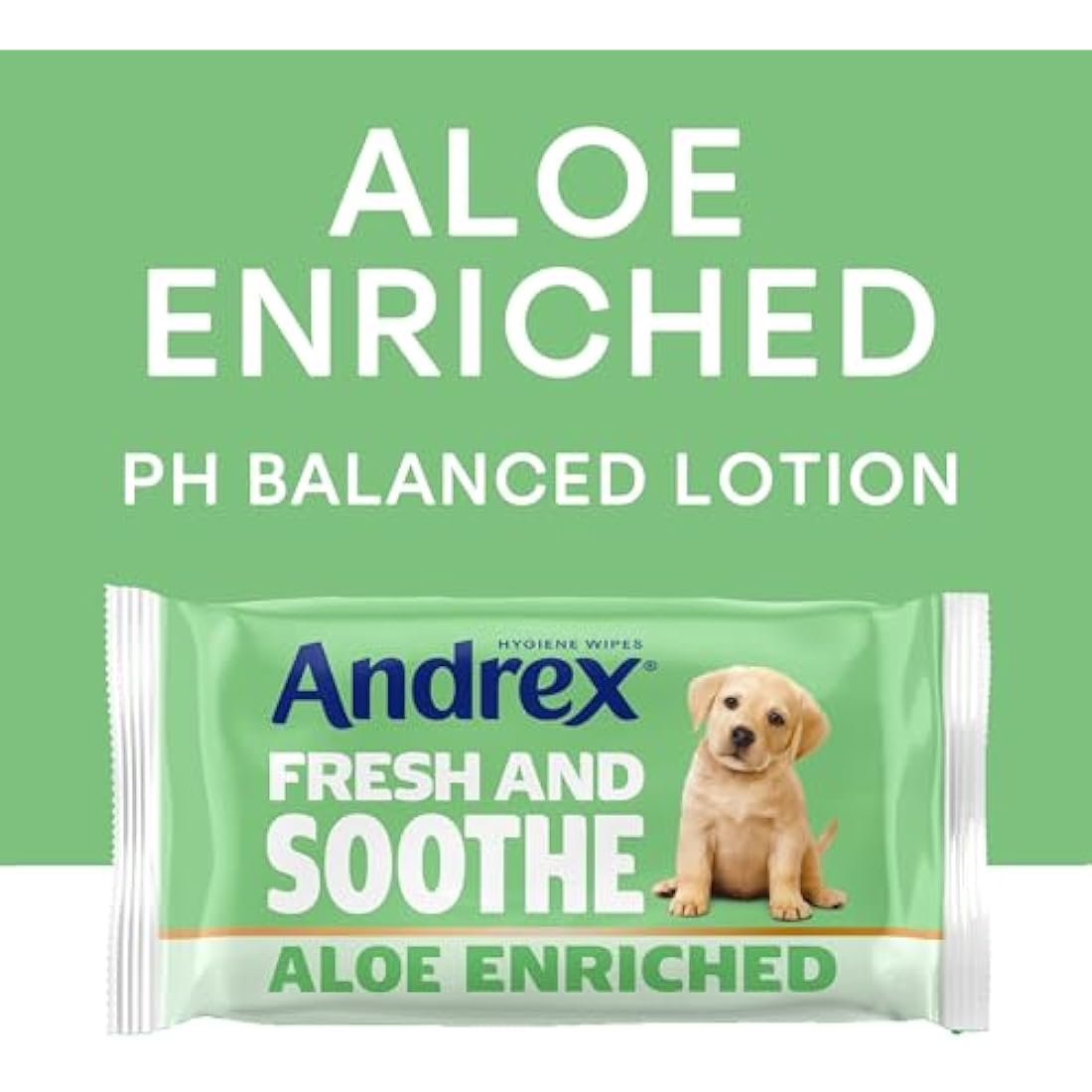 Andrex Fresh and Soothe Hygiene Wipes, 12 Packs - Flushable Toilet Wipes - Skin Kind - Contains Aloe Vera and Prebiotic Lotion- Biodegradable and Plastic-Free, FSC Certified