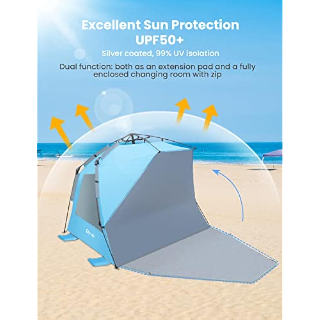 Glymnis Pop Up Beach Tent Large for 4-6 Person, Instant Pop Up Automatic Beach Tent UV Protection Sun Shelter, Easy Setup Umbrella Tent for Family Picnic