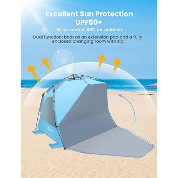 Glymnis Pop Up Beach Tent Large for 4-6 Person, Instant Pop Up Automatic Beach Tent UV Protection Sun Shelter, Easy Setup Umbrella Tent for Family Picnic
