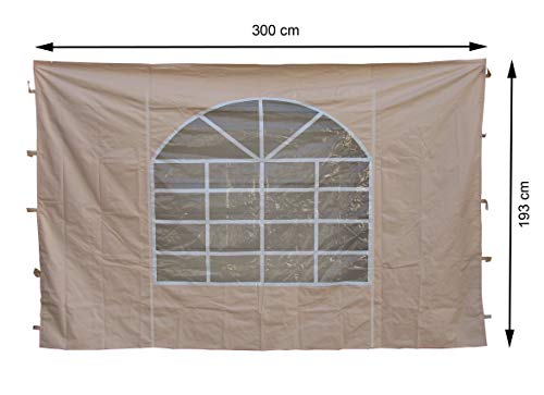 QUICK STAR Gazebo Side Wall, 300 x 193 cm / 400 x 193 cm, Polyester with PVC Window, Sand, Style: Garden, Waterproof, Star Shape