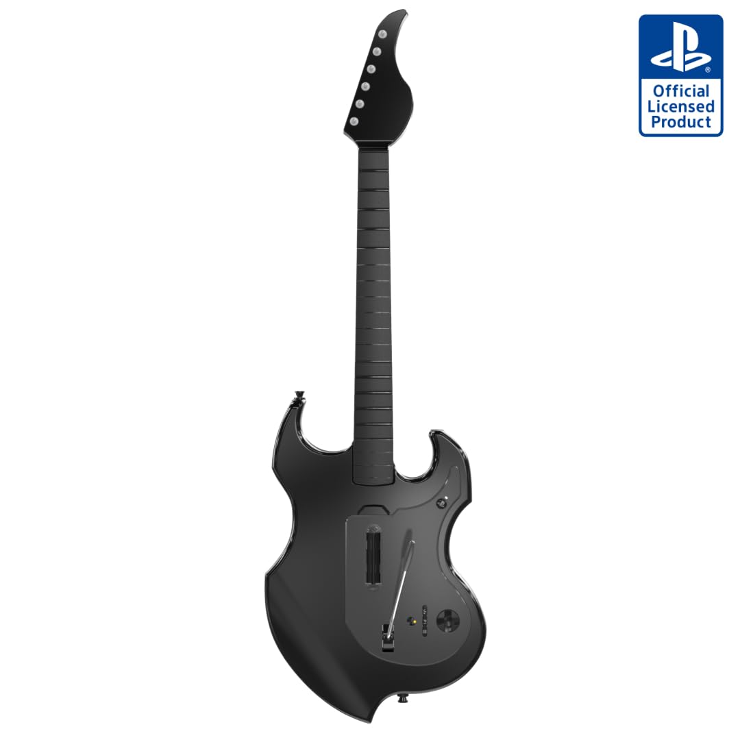 PDP RIFFMASTER Wireless Guitar Controller for PlayStation 5 and PlayStation 4, PS5/PS4, Rock Band 4, Audio Jack, Rechargeable Battery, Officially Licensed by Sony - Black
