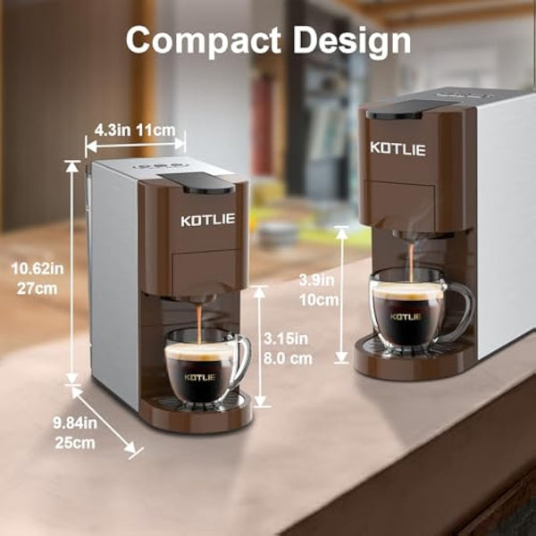 4 in 1 Espresso Single Serve Coffee Machine for Nespresso Original/Dolce Gusto/L’OR/Ground Capsule and ESE Coffee Pods,19Bar Multi-Capsule Coffee Machine AC-513K