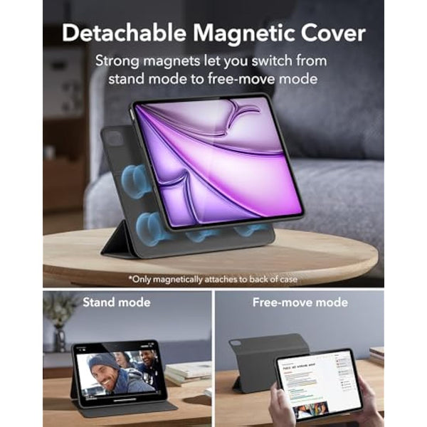 ESR for iPad Air 13 Inch Case M3/M2 (2025/2024) Case with Pencil Holder, Removable Magnetic Cover, Vertical Stand, Fully Supports Apple Pencil Pro and Pencil (USB-C), Rebound 360 Series, Black