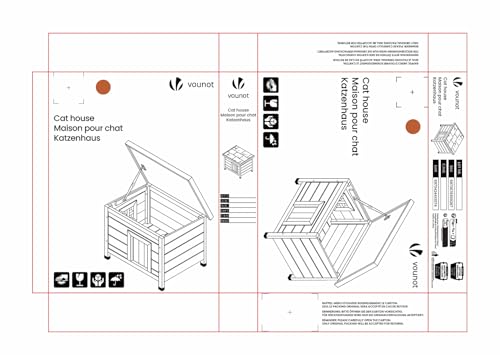 VOUNOT Cat House Outdoor with Kennel Door Privacy Window Cat Wooden Shelter 57x45x43cm, Grey