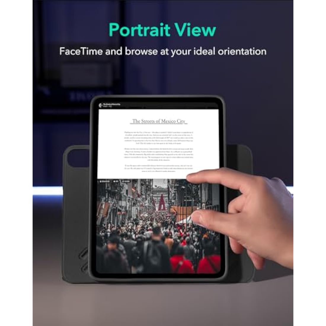 ESR for iPad Air 11 Inch Case (M3, 2025/M2, 2024), iPad Air 6th/5th/4th Generation Case, Removable Magnetic Cover, Adjustable Portrait/Landscape Stand with Raised Screen View, 9 Standing Angles, Black