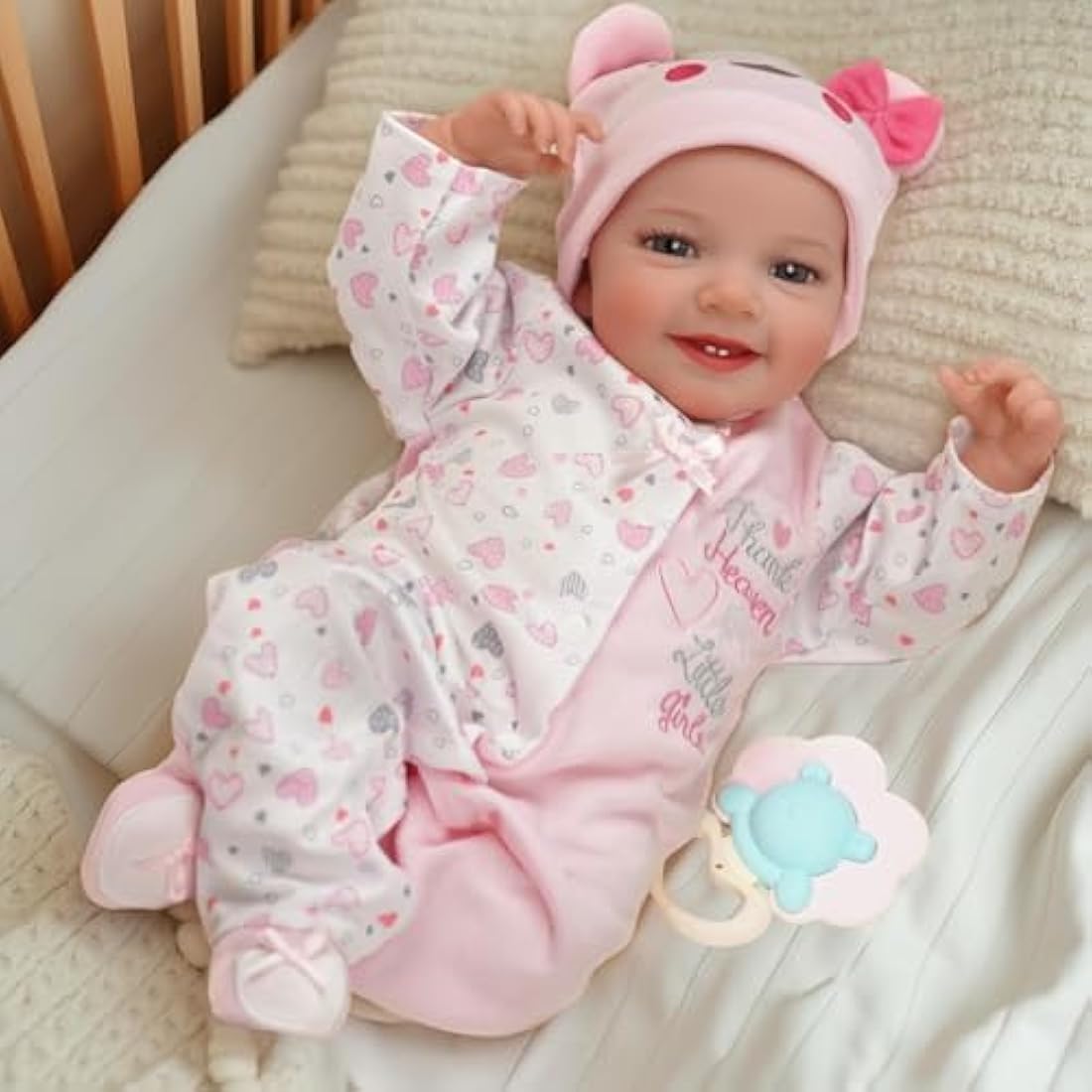 BABESIDE Lifelike Reborn-Baby Dolls 20 Inch Realistic Baby Dolls Softness Body Real Life Newborn Baby Doll Girl Lovely Awake with Gift Box for Kids Birthday & collecting (Leen) Silicone Vinyl Limbs