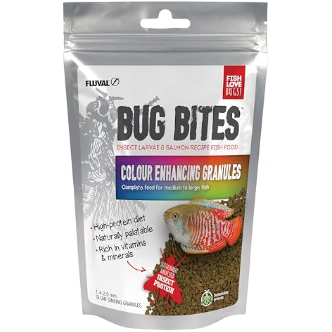Fluval Bug Bites Colour Enhancing Fish Food, 125 g
