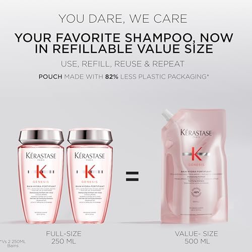 Kérastase Genesis, Nourishing & Fortifying Shampoo, For Weakened Hair, With Ginger Root & Edelweiss Flower, Bain Hydra-Fortifiant