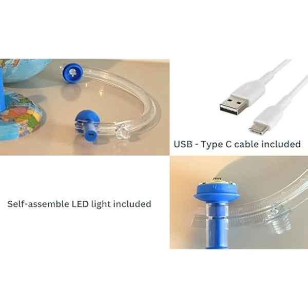 EXERZ 30CM Art Globe Zodiac Illuminated – Illustrated Map of Zodiac Region with Light Up function - Swivel Rotating Globe with LED, Cable included.