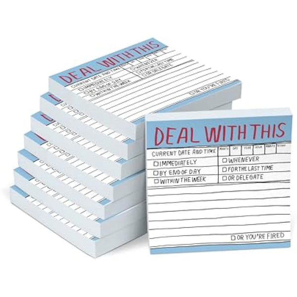 8-Pack Knock Knock Deal with This Hand-Lettered Sticky Notes, to Do Pads, 3 x 3-inches, 100 Sheets Each