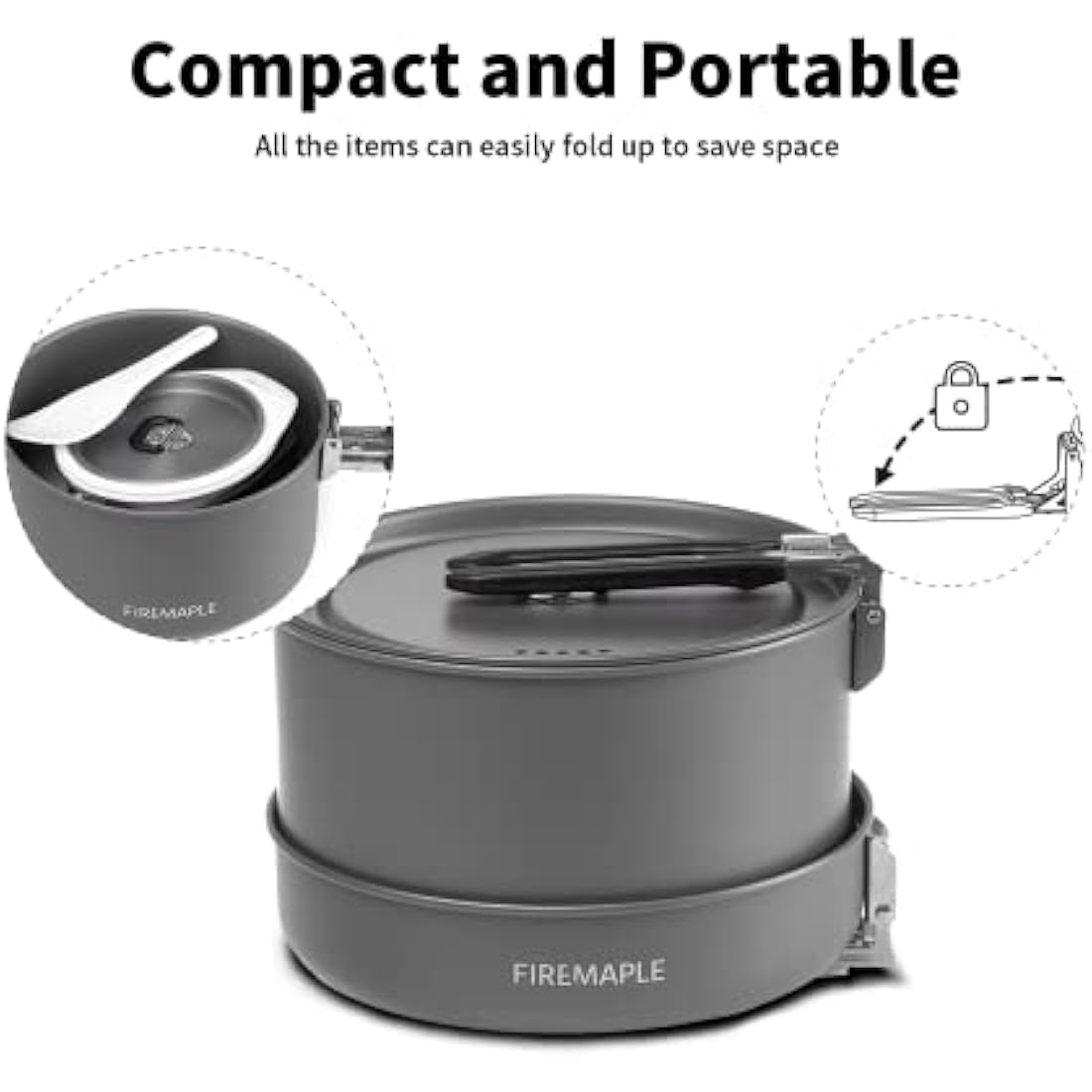 Fire-Maple Feast 4 Camping Cookware Set | Outdoor Cooking kit with Pot Kettle Pan Bowls and Spatula | Kitchen Utensils for 4 to 5 People Backpacking Trekking Hiking Fishing Picnic