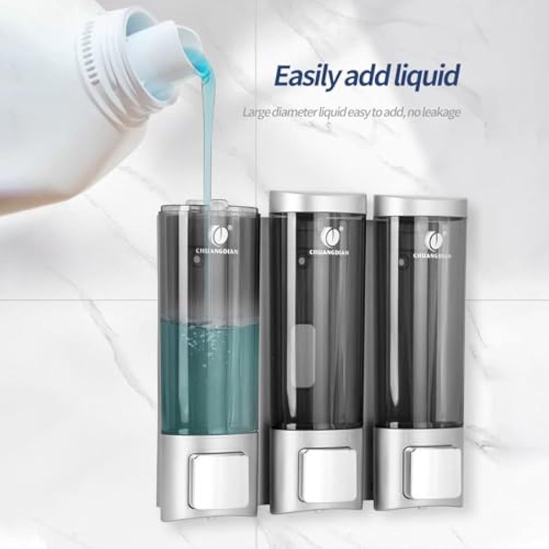 Triple 200ML Soap Dispenser Bathroom Wall Mounted Shower Gel Shampoo and Conditioner Dispenser Kitchen Dish Detergent Container Hand Body Wash Liquid Soap Dispenser for Home Hotel Restaurant