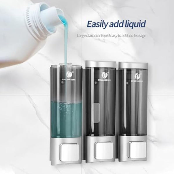 Triple 200ML Soap Dispenser Bathroom Wall Mounted Shower Gel Shampoo and Conditioner Dispenser Kitchen Dish Detergent Container Hand Body Wash Liquid Soap Dispenser for Home Hotel Restaurant