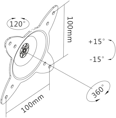 DIGITUS monitor wall mount - for screens up to 27" - VESA 75x75 & 100x100 - max. load 15kg - 30° swivelling, 360° rotatable - integrated spirit level - black