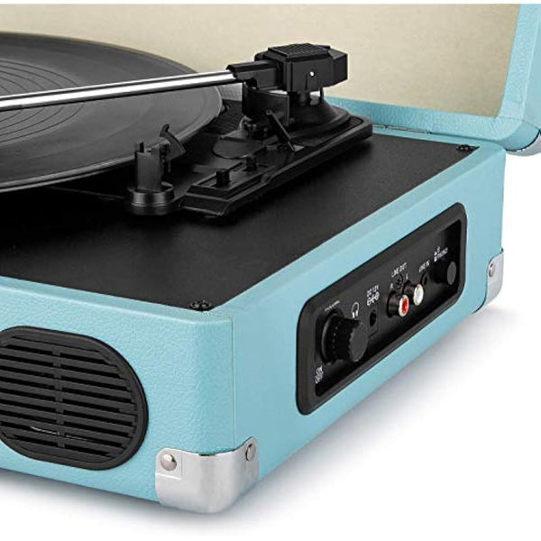 1 BY ONE Bluetooth Record Player Belt-Drive 3-Speed Portable Vinyl Turntable with Built in Speakers, Supports RCA Output, Headphone Jack, MP3, Mobile Phones Music Playback, Turquoise