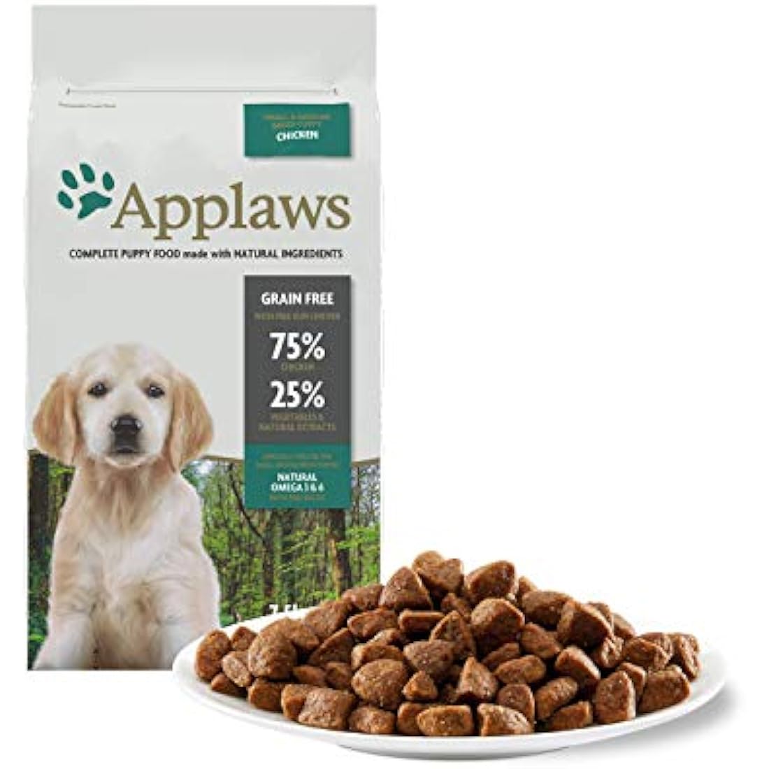 Applaws High Protein Complete and Grain Free Dry Puppy Food 7.5 kg for All Dog Breeds, Chicken (Pack of 1)