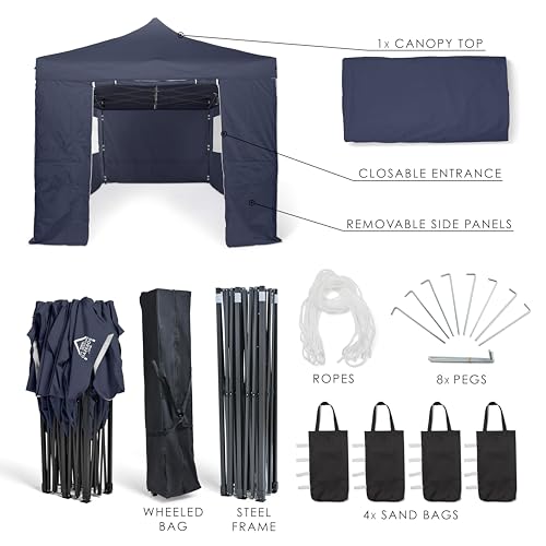 All Seasons Gazebos 3M x 6M Waterproof Gazebo Party Tent with Rustproof Frame and Wheeled Carry Bag (Metallic Grey)