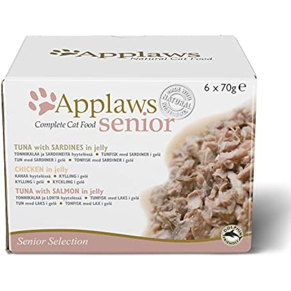 Applaws Complete Wet Cat Food for Senior Adult Cats, Tuna and Chicken Selection in Jelly Tin 6 x 70g