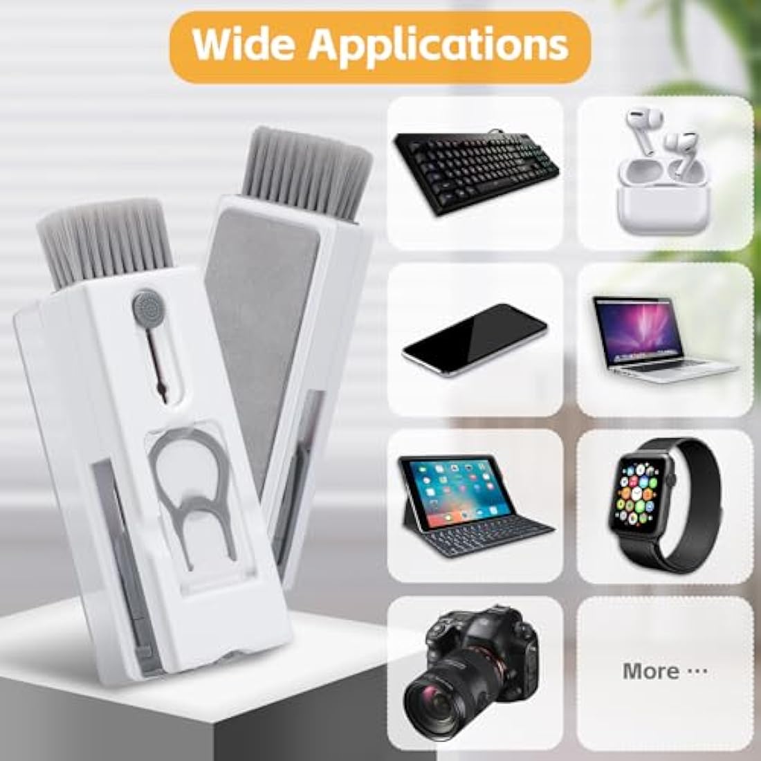 Alyvisun 11 in 1 Laptop Cleaning Kit, Multifunctional Keyboard Cleaner Brush with Keycap Puller for Tablet, Phones, Earphones, PC, Grey