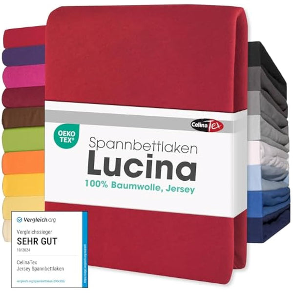 CelinaTex Lucina Fitted Sheet Cotton 180x200-200x200 cm ruby red