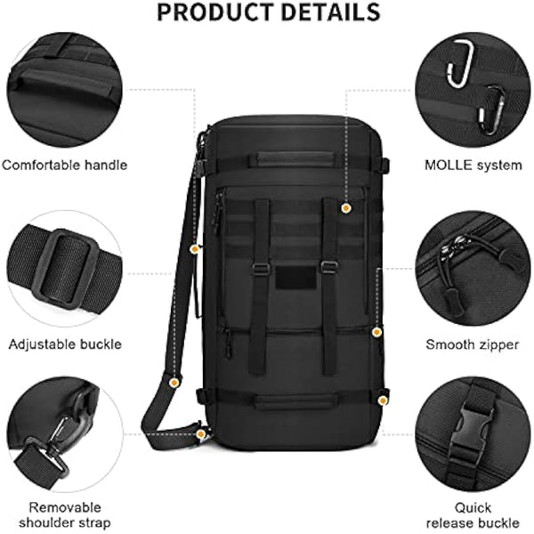 Explokit Tactical Backpack 30L 40L 50L Military Hiking Bag MOLLE Army Range Bags for Hunting Travelling Camping Outdoor Sports (#50L-Black)