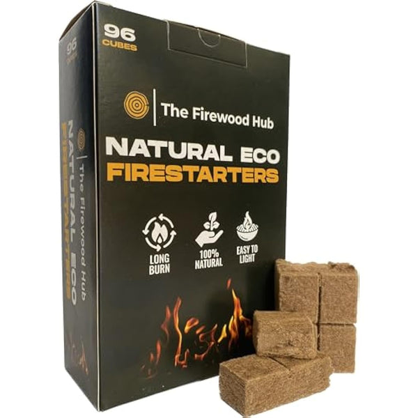 96 Eco-Friendly Natural Wood Firelighters - Sustainable Fibre Starters for Wood Burners, Fire Pits, Pizza Ovens, and BBQs - Perfect Lighter for Any Occasion