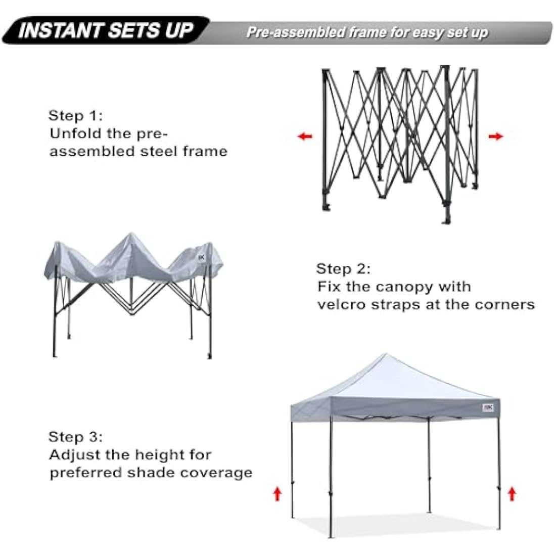 ABCCANOPY Pop Up Gazebo with Detachable Awning, Commercial Market stall, Bonus Upgraded Roller Bag, 4 Weight Bags, Stakes and Ropes