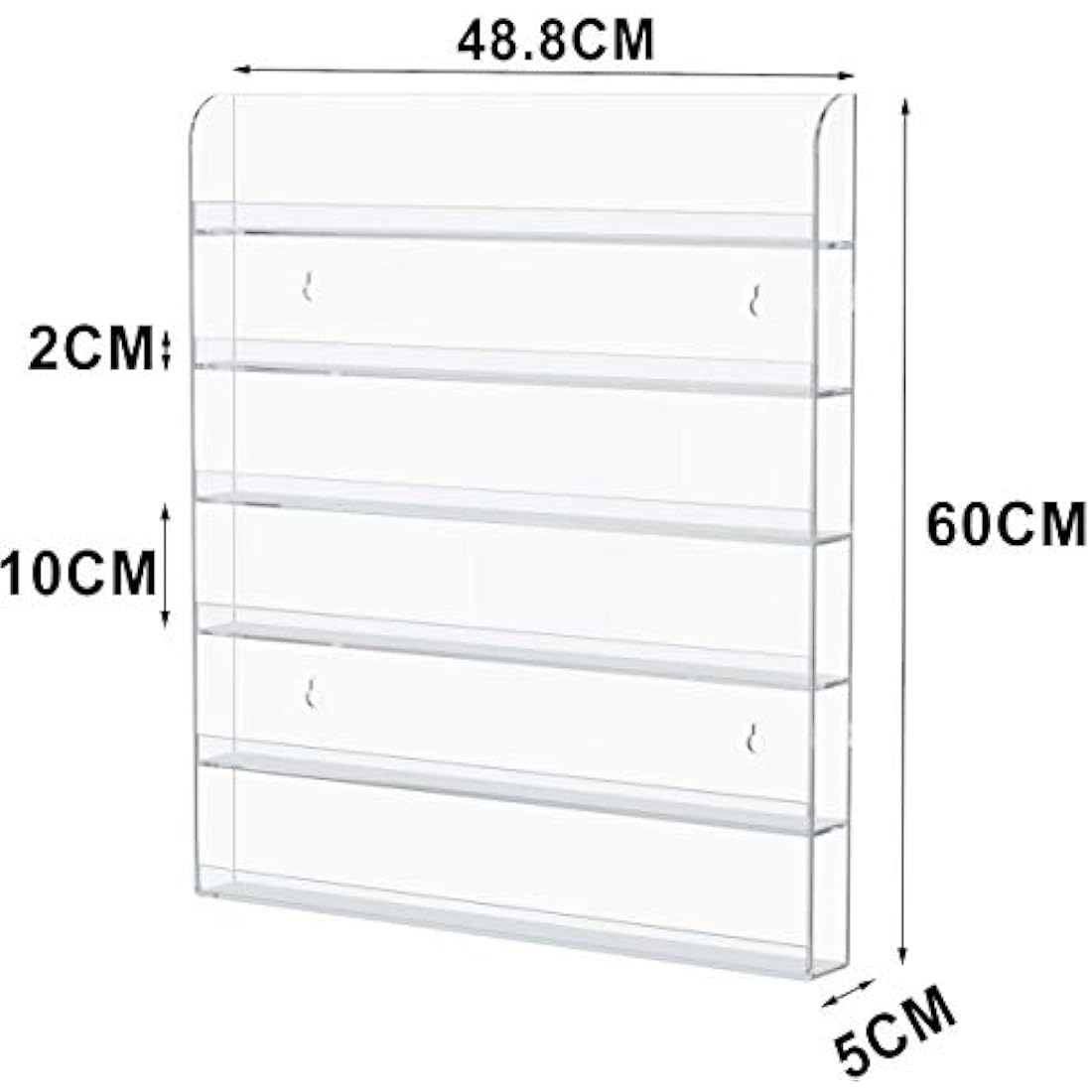 HIIMIEI Acrylic Wall Mounted Nail Polish Display Stand Display Rack Nail Polish Organiser Storage for Wall Mounted Storage Shelves Holder - 6 Tier
