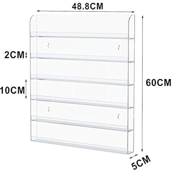 HIIMIEI Acrylic Wall Mounted Nail Polish Display Stand Display Rack Nail Polish Organiser Storage for Wall Mounted Storage Shelves Holder - 6 Tier