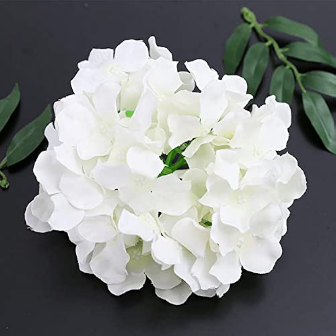 FagusHome 30 Pcs Silk Hydrangea Heads Artificial Flowers Heads and Stems Fake Hydrangea Flowers for Home Wedding Decor (Pure White)