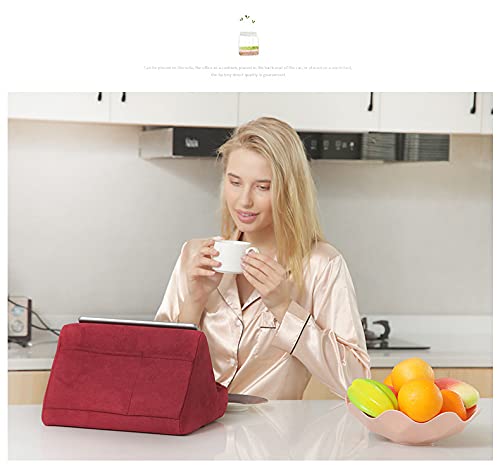 Soft Tablet Stand Pillow with Pocket,Tablet Cushion Stand,Adjustable 3 Viewing Angle,Lazy Holder Stand for Bed Sofa,Compatible with iPads Tablets eReaders Smartphones Books Magazines（Grey）…