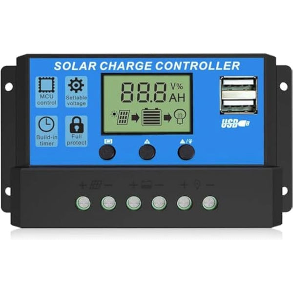 100W Solar Panel 12V Battery Chager + 20A PWM Charge Controller + Extension Cables+ Z Mounting Brackets…