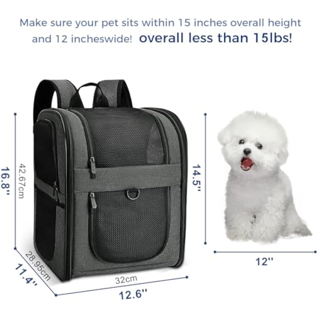 Apollo Walker Pet Carrier Backpack for Large/Small Cats and Dogs, Puppies, Safety Features and Cushion Back Support | for Travel, Hiking, Outdoor Use (Gray)