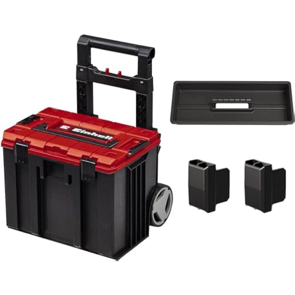 Einhell E-Case L Tool Storage Case With Wheels And Telescopic Handle - Power Tool Box, Stackable, Lockable, Protective Storage And Transport Of Tools And Accessories