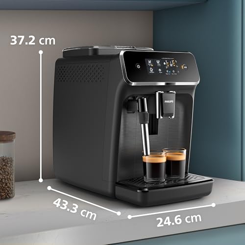 PHILIPS 5400 Series Bean to Cup Coffee Machine – 12 Coffee Varieties, LatteGo Milk Frother, Fastest-to-Clean, Ceramic Grinder, Fully Automatic Espresso & Cappuccino maker – Black, Silver (EP5446/70)