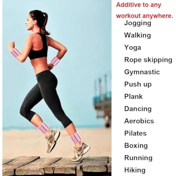 2 PCS Adjustable Wrist Weights Ankle Weights Set for Exercise Walking Jogging Yoga Aerobics Pilates Weight-Bearing Bracelet Fitness Wristband