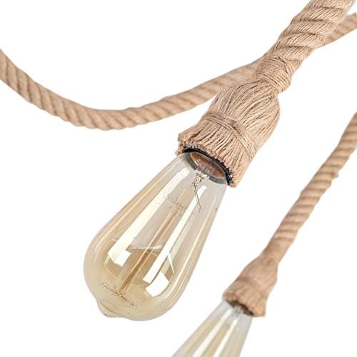 DIY Hemp Rope Retro Industrial Chandelier,Industrial 5 Lights Pendant Light Fitting,Retro E27 Edison Style Lamp/Living Room Restaurant Pendant Lights/Light Fixture,5 Lights(lampbulb is not Included)