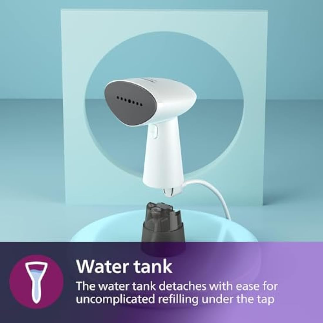 Philips Handheld Steamer 1000 Series, 35 sec. Heat-up Time, Lightweight & Compact Design, Heat Resistant Glove, 85 ml Water tank, White (STH1010/10)