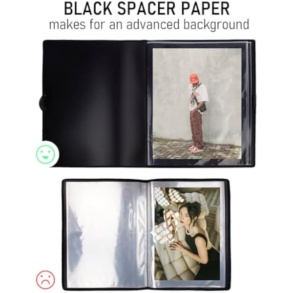 Nicpro 18x24 Large Art Portfolio Folder, 30 Pockets Display 60 Pages Artist Portfolio Folder with Clear Plastic Sleeves, Presentation Storage Book for Kids & Artists Artwork Dr awing, Painting Black