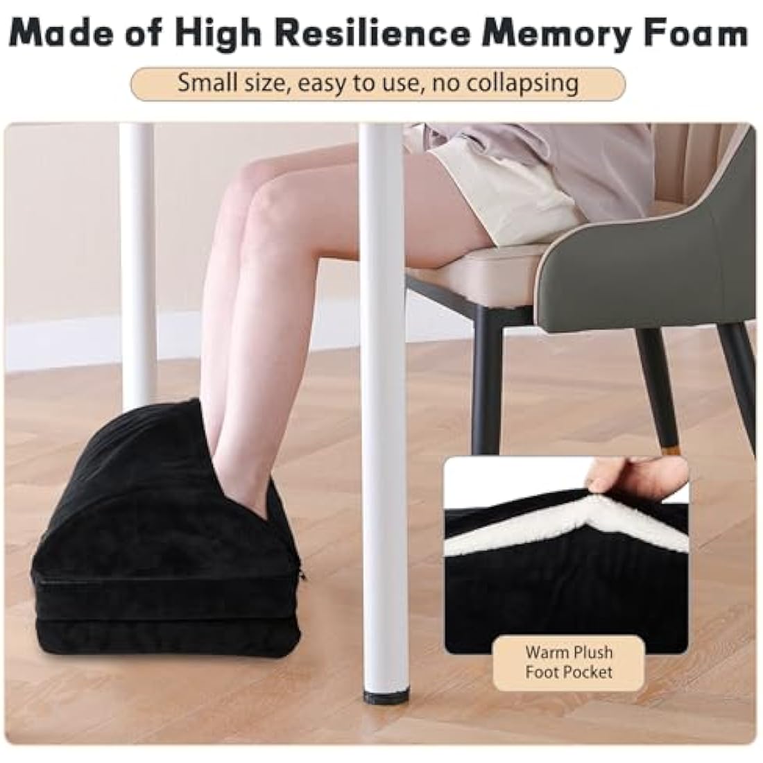 Foot Rest Under Desk, 3 Layer Height Adjustable Foot Stool Under Desk, Ergonomic, Black, Soft Comfortable to Relax Legs and Lumbar, Suitable for Office and Home