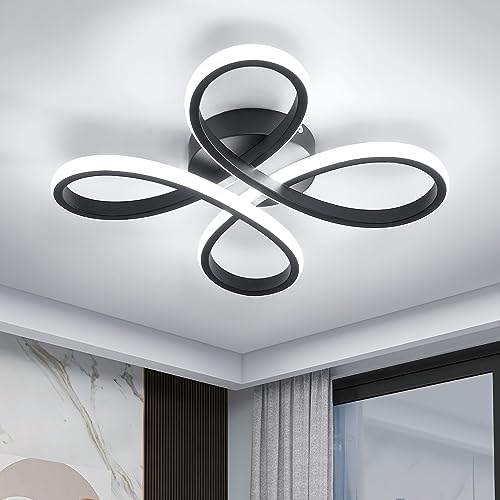Dorlink LED Ceiling Light, Modern Flower Ceiling Lights Black Chandeliers Ceiling lamp, 3000/4500/6500K 3 Color Small Flush Ceiling Light for Bedroom, Living Room, Kitchen, Hallway, Bathroom, Porch