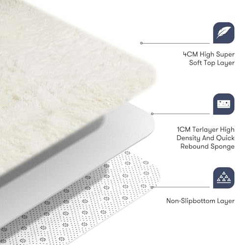 JOJOSEE Rugs Living Room, 200 x 300 cm Cream Area Rug, Anti Slip Soft Fluffy Shaggy Extra Large Floor Carpets Mat for Bedroom, Nursery Bedside(Cream,