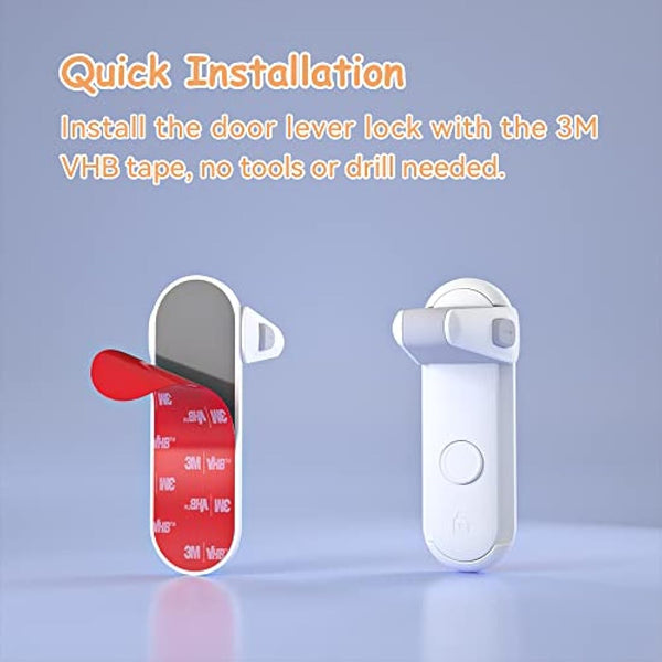 SAFELON 2 Pcs Door Lever Locks for Childproof & Petproof, Door Handle Locks for Toddlers, Baby Safety Locks for Toddlers (White)
