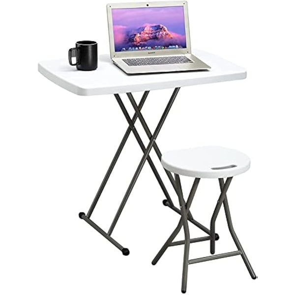 HollyHOME Small Folding Table 2.5FT/76cm Foldable Dining Table for Garden Patio Balcony Camping Portable Picnic Tables Height Adjustable Trestle Tables for BBQ Catering Party Kitchen Outdoor Indoor