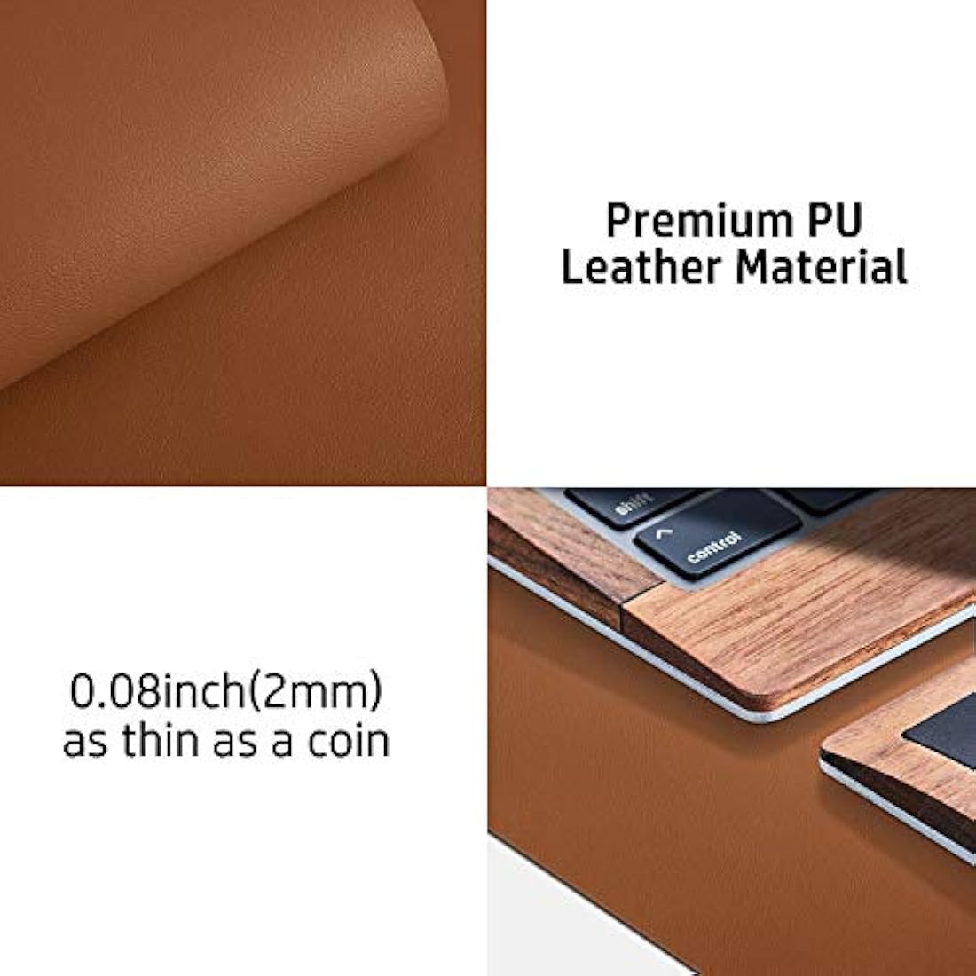 Aothia Desk Mat, PU Leather Desk Mat, Mouse Mat, Non-Slip Desk Protector, Waterproof Desk Writing Pad for Office and Home (91 cm x 43 cm, Brown)