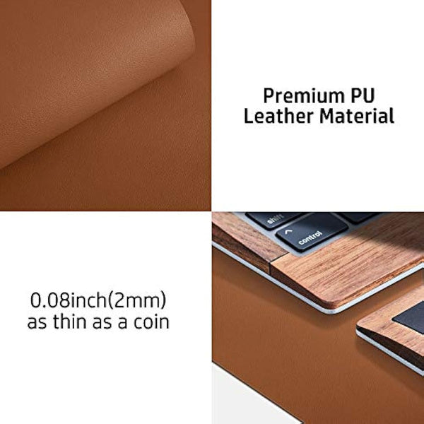 Aothia Desk Mat, PU Leather Desk Mat, Mouse Mat, Non-Slip Desk Protector, Waterproof Desk Writing Pad for Office and Home (91 cm x 43 cm, Brown)