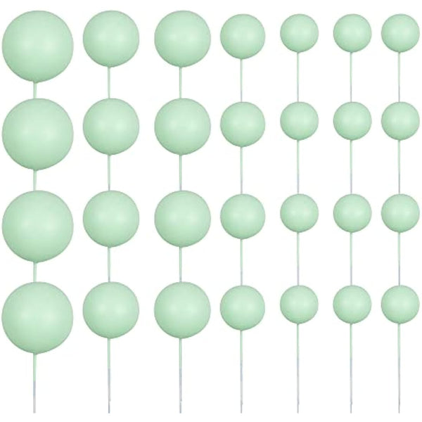Gyufise 30Pcs Balls Cake Topper Mini Balloons Cake Toppers Foam Ball Cake Decorations Balloon Cake Topper Ball Shaped Cake Insert Topper for Birthday Party Baby Shower Decor Rose Green