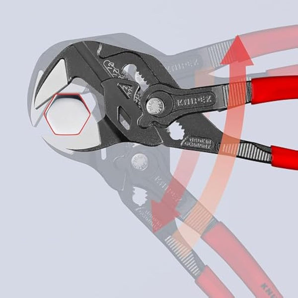 Knipex Pliers Wrench pliers and a wrench in a single tool grey atramentized, with non-slip plastic coating 250 mm 86 01 250